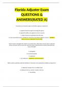 Florida Adjuster Exam QUESTIONS & ANSWERS(RATED A)