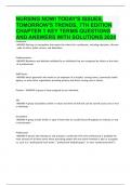 NURSING NOW! TODAY'S ISSUES, TOMORROW'S TRENDS, 7TH EDITION CHAPTER 1 KEY TERMS QUESTIONS AND ANSWERS WITH SOLUTIONS 2024