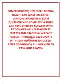 COMPREHENSIVE) HESI PSYCH MENTAL HEALTH EXIT EXAM (ALL LATEST VERSIONS) BRAND NEW EXAM QUESTIONS AND COMPLETE VERIFIED AND 100% CORRECT ANSWERS WITH RATIONALES WELL EXPLAINED BY EXPERTS AND GRADED A+ ALREADY PASSED!!!!!!!!!LATEST 2024 UPDATE  WITH 100% GU