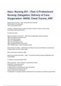 HACC- Nursing 251 - (Test 1) Professional Nursing; Delegation; Delivery of Care; Oxygenation- ARDS, Chest Trauma, ARF Questions with complete solutions 2024/2025 Already Graded A+.