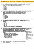 Mold Assessor Technician Exam Test with Verified Answers