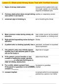 Lesson 5: Obstructed Airway Exam Test with Verified Answers