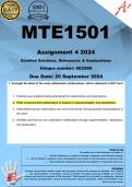 MTE1501 Assignment 4 (COMPLETE ANSWERS) 2024 (602580) - DUE 20 September 2024 