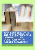 AFIP CERT 2024 (THE THREE ELEMENTS OF A CONTRACT) 125 QUESTIONS WITH PASSED ANSWERS!!