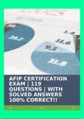 AFIP CERTIFICATION EXAM | 119 QUESTIONS | WITH SOLVED ANSWERS 100% CORRECT!!