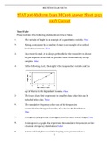 STAT 206 Midterm Exam 2021 | MC306 Answer Sheet 2021 - 100% Correct