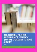 NATIONAL FLOOD INSURANCE POLICY (NFIP) QUIZZES & ANS 2024!!