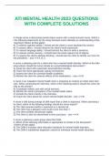 ATI MENTAL HEALTH 2023 QUESTIONS WITH COMPLETE SOLUTIONS