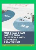 MNT FINAL EXAM LATEST 2024 QUESTIONS WITH COMPLETE SOLUTIONS!!