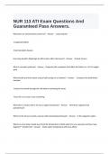  NUR 113 ATI Exam Questions And Guaranteed Pass Answers.