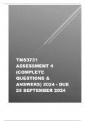 TMS3731 Assessment 4 (COMPLETE QUESTIONS & ANSWERS) 2024 - DUE 25 September 2024