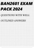 BAN2601 EXAM PACK 2024 QUESTIONS WITH WELL OUTLINED ANSWERS