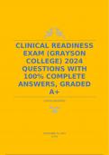 CLINICAL READINESS EXAM (GRAYSON COLLEGE) 2024 QUESTIONS WITH 100% COMPLETE ANSWERS, GRADED A+