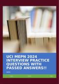 UCI MEPN 2024 INTERVIEW PRACTICE QUESTIONS WITH PASSED ANSWERS!!