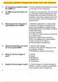 Emergency Medical Responder Exam Test with Answers