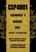 CSP4801 ASSIGNMENT 5  2024 ANSWERS {DUE DATE 7 OCTOBER 2024}