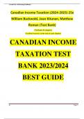 Canadian Income Taxation () 25 Edition  William Buckwold, Joan Kitunen, Matthew Roman (Test Bank) (Testbank all chapters) (Verified Answers at the end of each chapter)