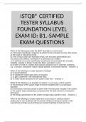 ISTQB® CERTIFIED TESTER SYLLABUS FOUNDATION LEVEL EXAM ID: B1.-SAMPLE EXAM QUESTIONS