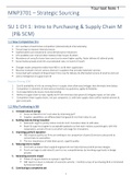 Summary MNP3701 – Strategic Sourcing