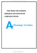 TEST BANK FOR NURSING RESEARCH 9TH EDITION BY LOBIONDO-WOOD 2022 UPDATE