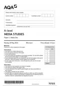 AQA A LEVEL MEDIA STUDIES PAPER 1 May 2024 Question paper-7572/1