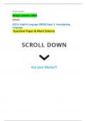 Pearson Edexcel Actual summer 2024 9EN0/03 GCE In English Language (9EN0) Paper 3: Investigating Language Question Paper & Mark Scheme