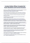 Incident Safety Officer Complete Set Exam Questions and Correct Answers