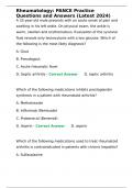 Rheumatology: PANCE Practice Questions and Answers (Latest 2024)