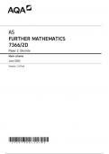 AQA AS Level FURTHER Mathematics PAPER 2D June 2024 FINAL MARK SCHEME-7366/2D