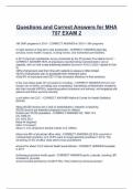 Questions and Correct Answers for MHA 707 EXAM 2