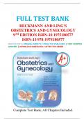 Test Bank For Beckmann and Ling's Obstetrics and Gynecology 9th Edition By Robert Casanova|9781975180577| All Chapters 1-50| LATSET