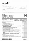 AQA GCSE MODERN HEBREW HIGHER TIER PAPER 1 2024 (8678/LH: Listening)