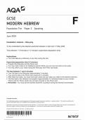 AQA GCSE MODERN HEBREW FOUNDATION TIER PAPER 2 2024 (8678/SF: Speaking)