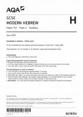 AQA GCSE MODERN HEBREW HIGHER TIER PAPER 2 2024 (8678/SH: Speaking)