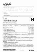 AQA GCSE MODERN HEBREW HIGHER TIER PAPER 4 2024 (8678/WH: Writing)