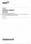 AQA GCSE MODERN HEBREW FOUNDATION TIER MARK SCHEME PAPER 2 2024 (8678/SF: Speaking)