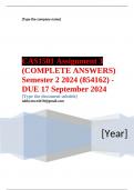 CAS1501 Assignment 3 (COMPLETE ANSWERS) Semester 2 2024 (854162) - DUE 17 September 2024 ; 100% TRUSTED Complete, trusted solutions and explanations Ensure your success with us.. 