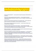 NURS 6501Advanced Pathophysiology Questions And Answers 100% Verified.