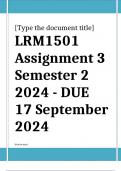 LRM1501 Assignment 3 (COMPLETE ANSWERS) Semester 2 2024 - DUE 17 September 2024 ; 100% TRUSTED Complete, trusted solutions and explanations.. Ensure your success with us.. 