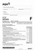 AQA GCSE GERMAN FOUNDATION TIER PAPER 1 2024 (8668/LF: Listening)