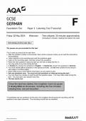  AQA GCSE GERMAN FOUNDATION TIER PAPER 1 2024 (8668/LF/T: Listening Test Transcript)