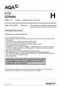 AQA GCSE GERMAN HIGHER TIER PAPER 1 2024 (8668/LH/T: Listening Test Transcript)