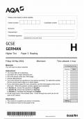 AQA GCSE GERMAN HIGHER TIER PAPER 3 2024 (8668/RH: Reading)