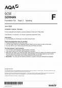 AQA GCSE GERMAN FOUNDATION TIER PAPER 2 2024 (8668/SF: Speaking)