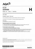 AQA GCSE GERMAN HIGHER TIER PAPER 2 2024 (8668/SH: Speaking)