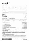 AQA GCSE GERMAN FOUNDATION TIER PAPER 4 2024 (8668/WF: Writing)