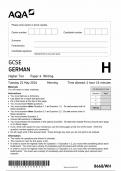 AQA GCSE GERMAN HIGHER TIER PAPER 4 2024 (8668/WH: Writing)