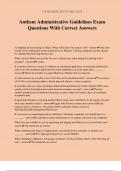 Anthem Administrative Guidelines Exam Questions With Correct Answers