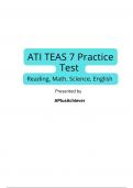 ATI TEAS 7 Complete 4 Subject (2024) - Exam Questions & Correct Answers for Reading, Math, Science, English, and Language Use | Ultimate Study Guide And Test Practice Tests