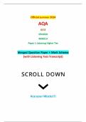 Official summer 2024 AQA GCSE SPANISH 8698/LH Paper 1 Listening Higher Tier Merged Question Paper + Mark Scheme (with Listening Test Transcript)